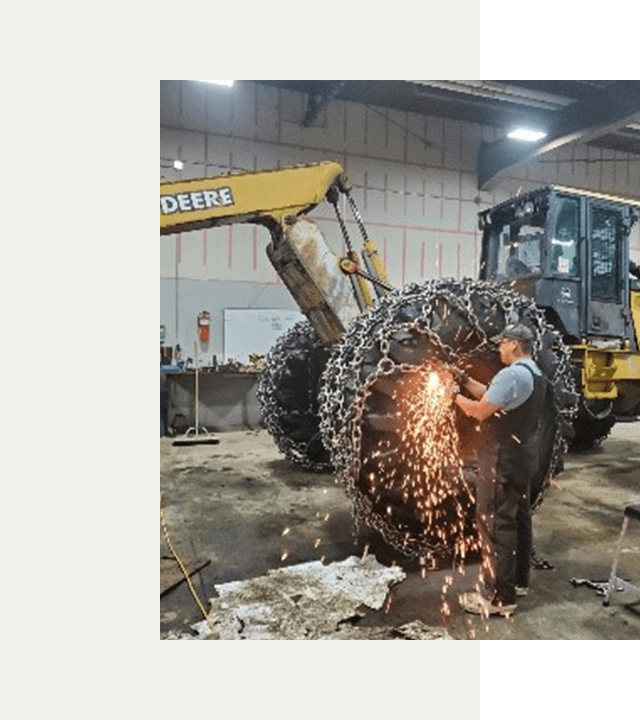 Man Welding the tire of the truck